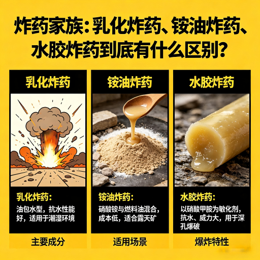 迁西炸药家族：乳化炸药、铵油炸药、水胶炸药到底有什么区别？